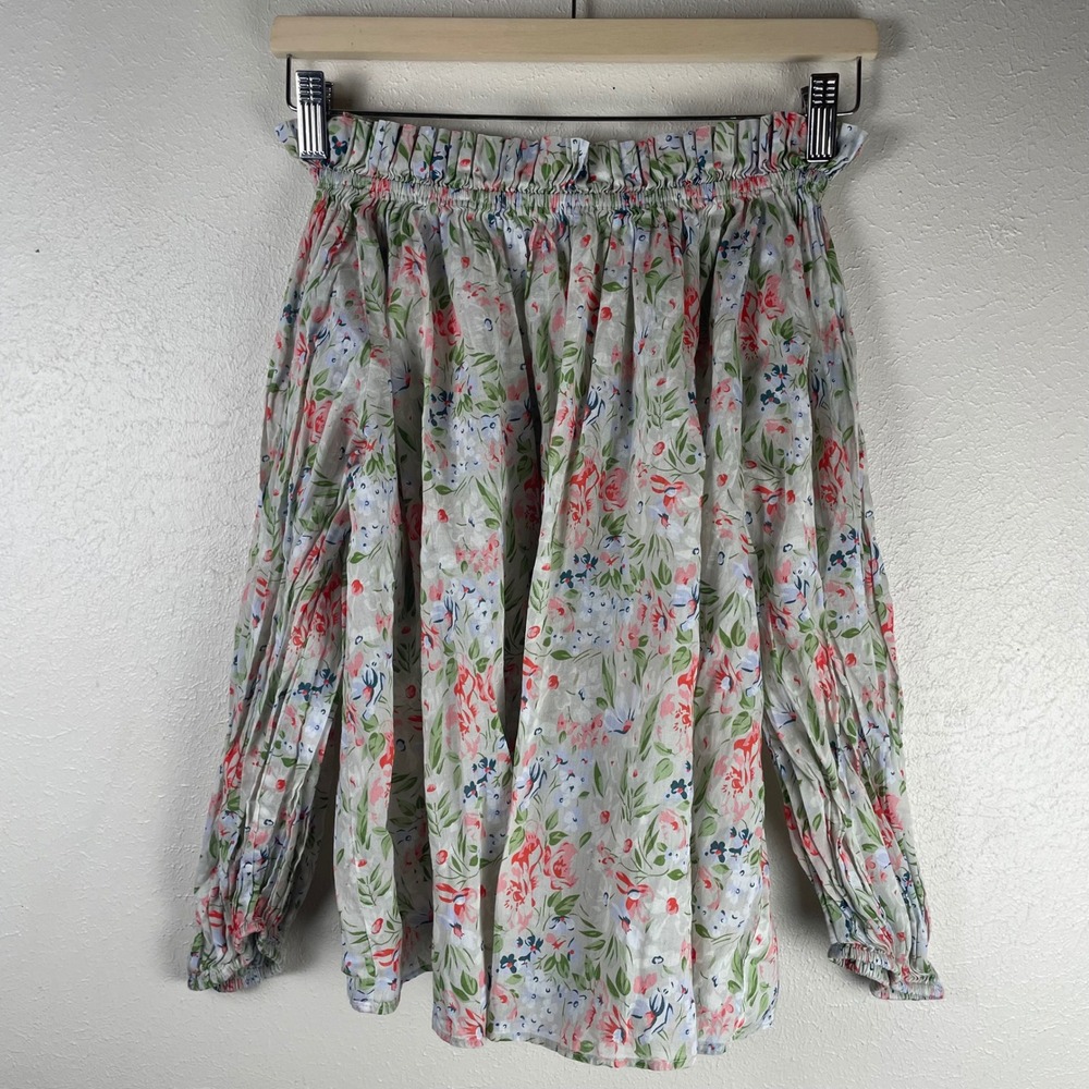 THE GREAT Women Floral Off The Shoulder Smocked Blouse Multicolor Size 0